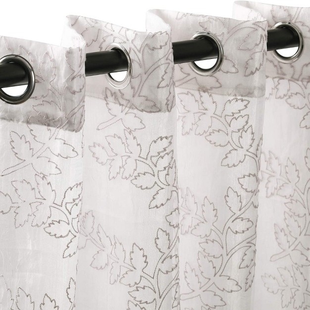 Lightweight Floral Embroidered Semi sheer 2 piece Curtain Panel Set With Stainless Grommet Header Blue Nile Mills