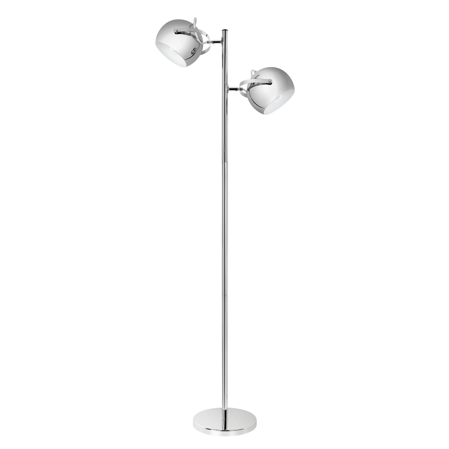 Globe Electric Miles 2-Light Adjustable Head Chrome Floor Lamp， 12807