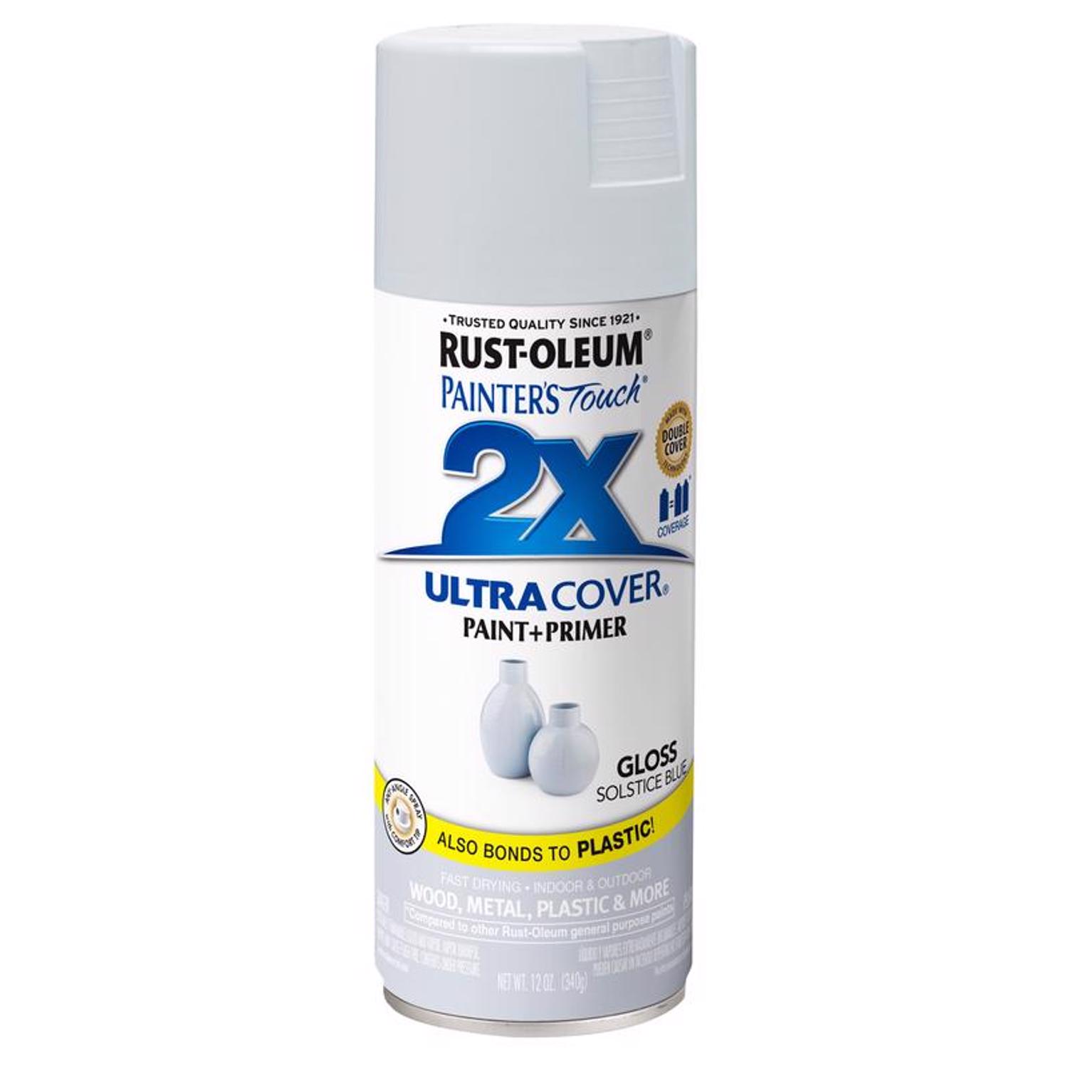 Rust-Oleum Painter\u0027s Touch 2X Ultra Cover Gloss Solstice Blue Paint+Primer Spray Paint 12 oz