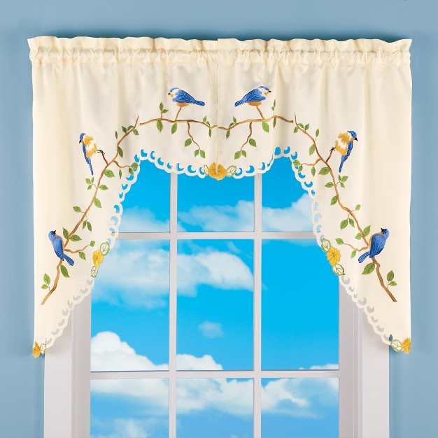 Collections Etc Beautiful Perched Songbirds Window Curtains Single Panel