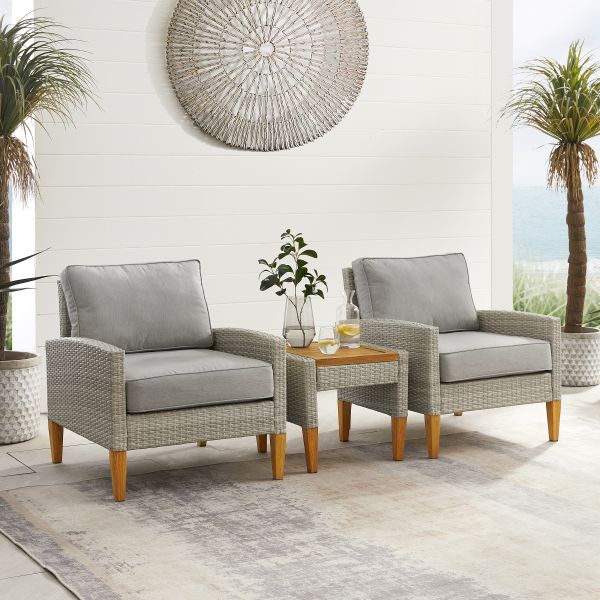 Capella 3Pc Outdoor Wicker Chair Set