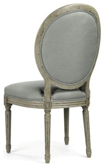 Chezare Medallion Tufted Back Side Chair Sage Linen  ampBirch Seafoam Green Linen   French Country   Dining Chairs   by Rustic Home Furniture Deco  Houzz