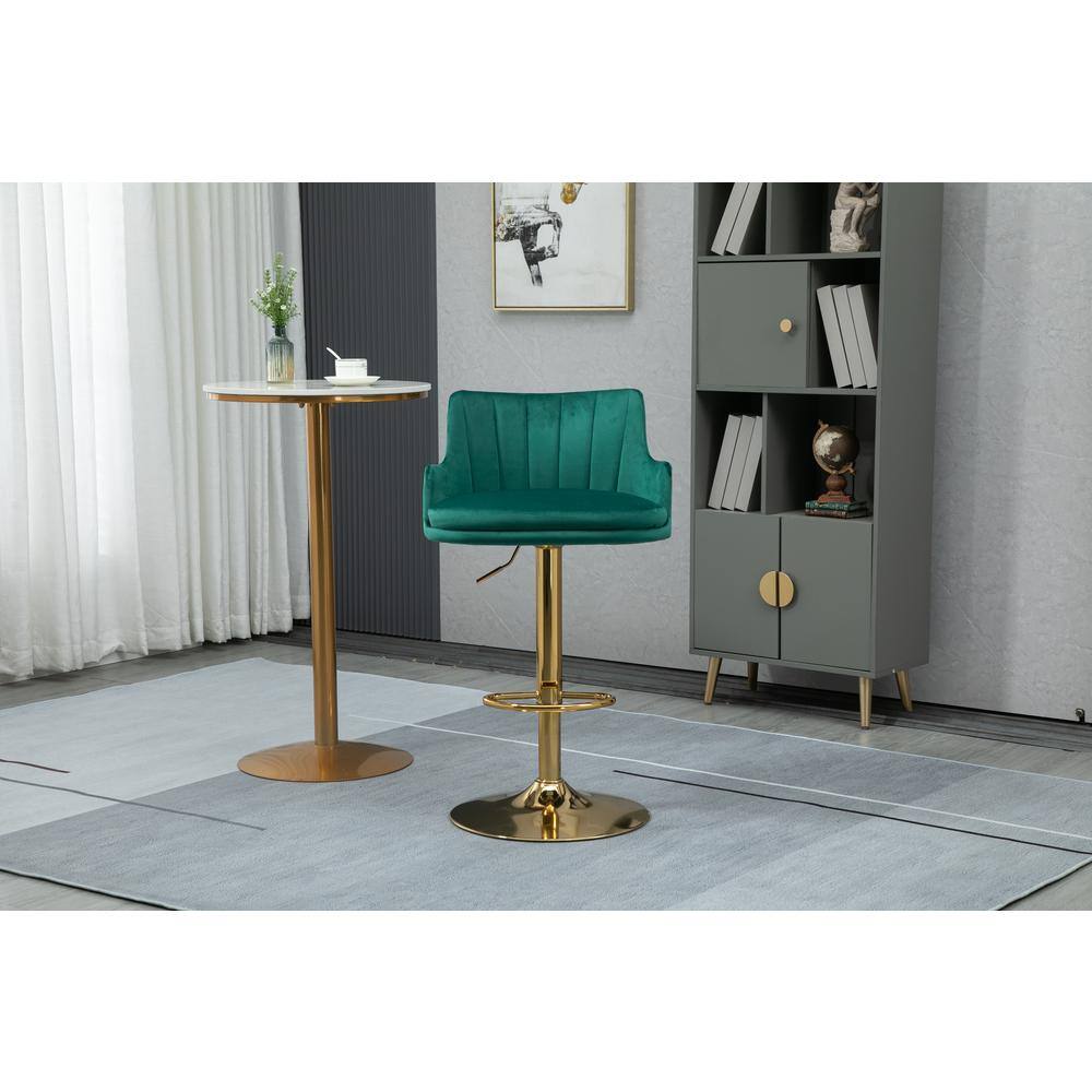 ZIRUWU 42.13 in.Emerald Metal Bar Stool with Back and Footrest Counter Height Bar Chairs ZZQ-JBY721A18