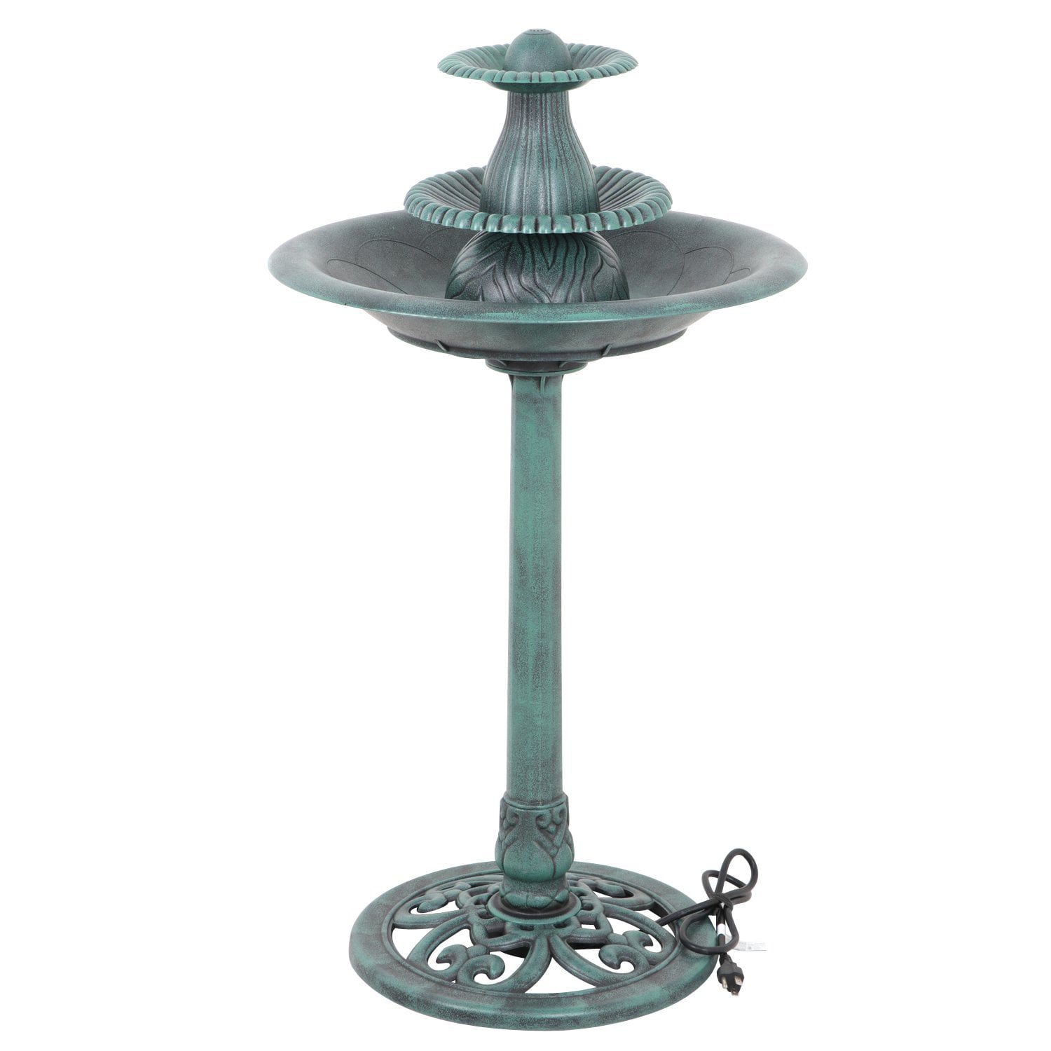 ZENSTYLE Outdoor Indoor 3-tiers Fountain Bird Bath with Pump Garden Patio Durable Weather Resistant