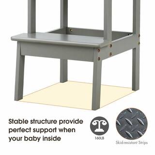 ANGELES HOME 2-Step Solid Wood Step Stool 160 lbs. Load Capacity Gray M55-8BB51GR