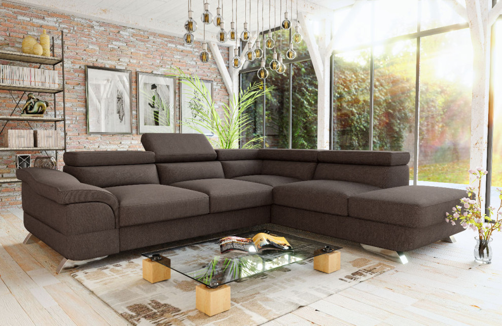 BELLA Sectional Sleeper Sofa  Brown   Contemporary   Sleeper Sofas   by Table World  Houzz