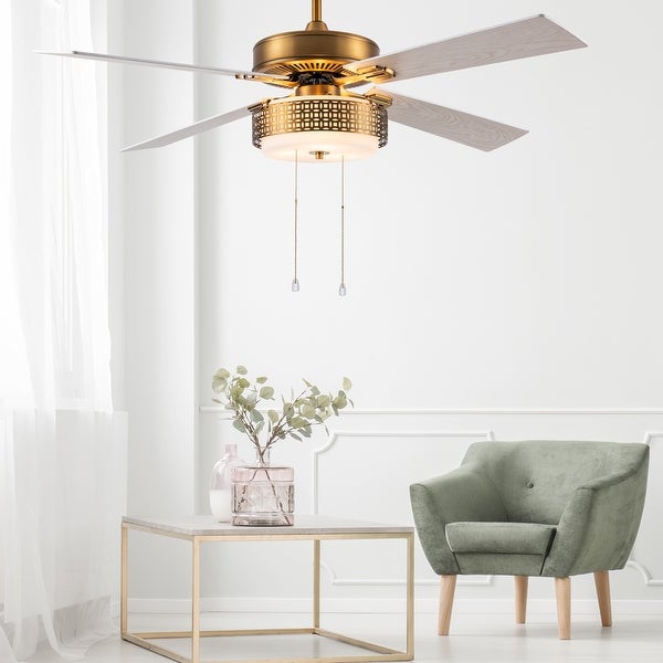 Dinah River of Goods Brass and Glass 52-Inch Ceiling Fan with Light - 52