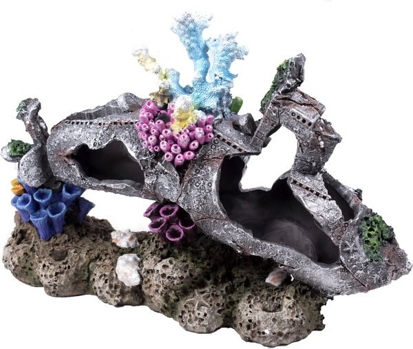 Penn-Plax Grey Submarine Coral Aquarium Ornament