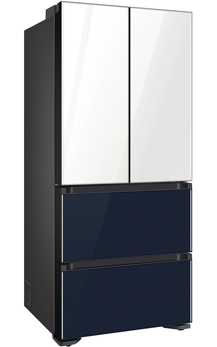  17.3 Cu. Ft. White-Navy Glass Smart Kimchi and Specialty 4-Door French Door Refrigerator