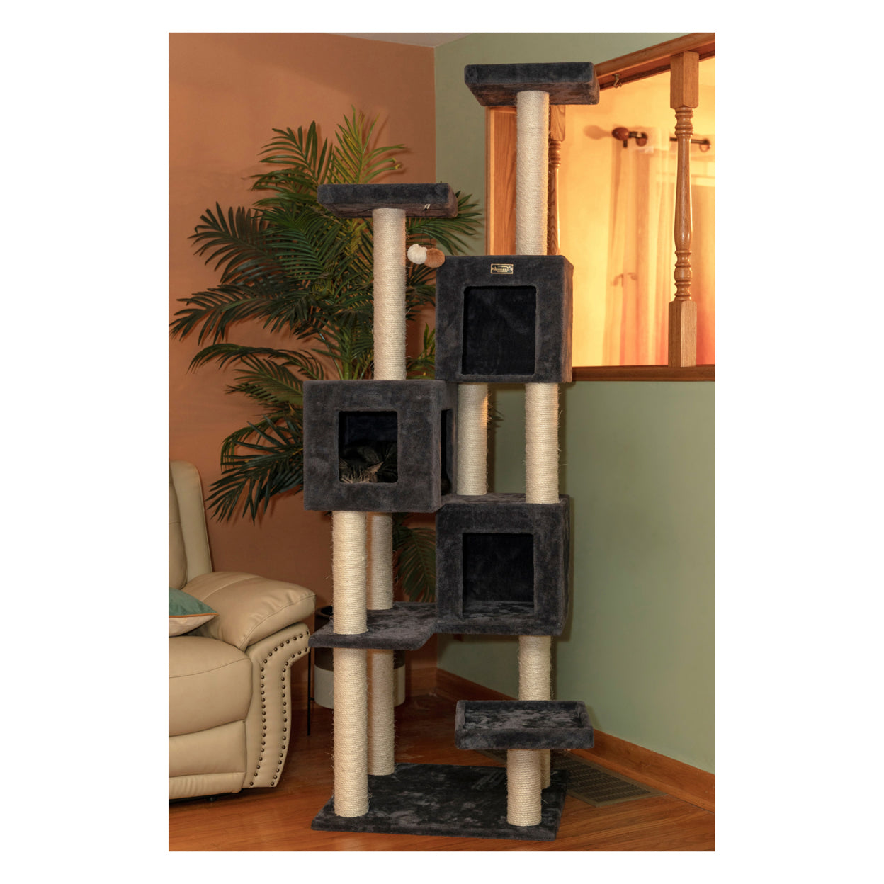 Armarkat Real Wood Griant Cat Tower with Condos for Multiple Cats  A8104