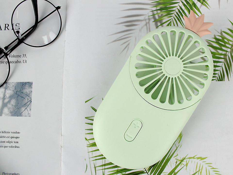 Cute Mini Fan， Portable Usb Charging， With Led Light， 3-speed Adjustable Speed， Suitable For Indoor Or Outdoor Activities 2810b Green