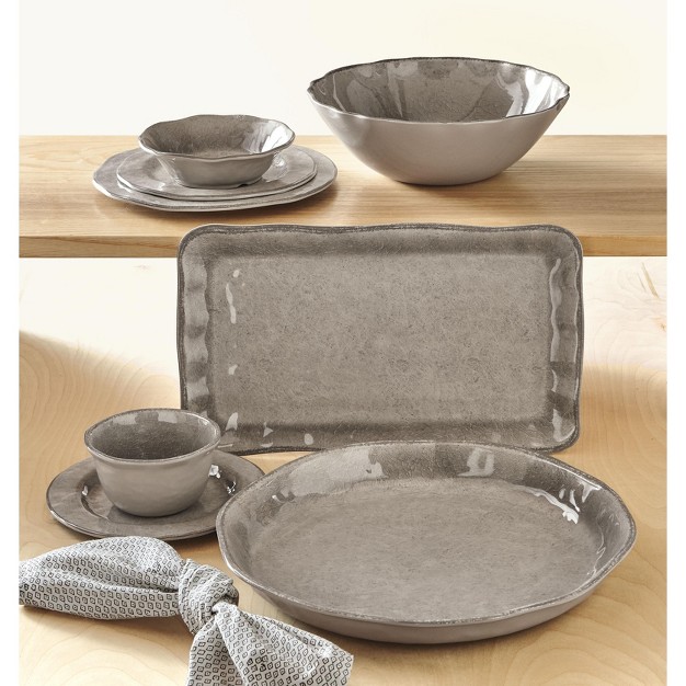 Tagltd 10 Oz 7 In Veranda Cracked Glazed Solid Gray Wavy Edge Melamine Serving Bowls 4 Pc Dishwasher Safe Indoor Outdoor