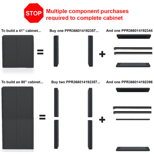 Paperflow Door Kit with Cabinet Sides for easyOffice 41 and 80 Black Storage Cabinet Top， Back Base and Shelves (366014192357)