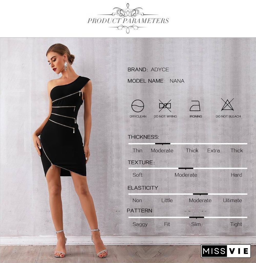 ADYCE New Summer Women Bandage Dress Sexy One Shoulder Zipper Black Clubwear Dress Vestidos Celebrity Evening Party Dresses