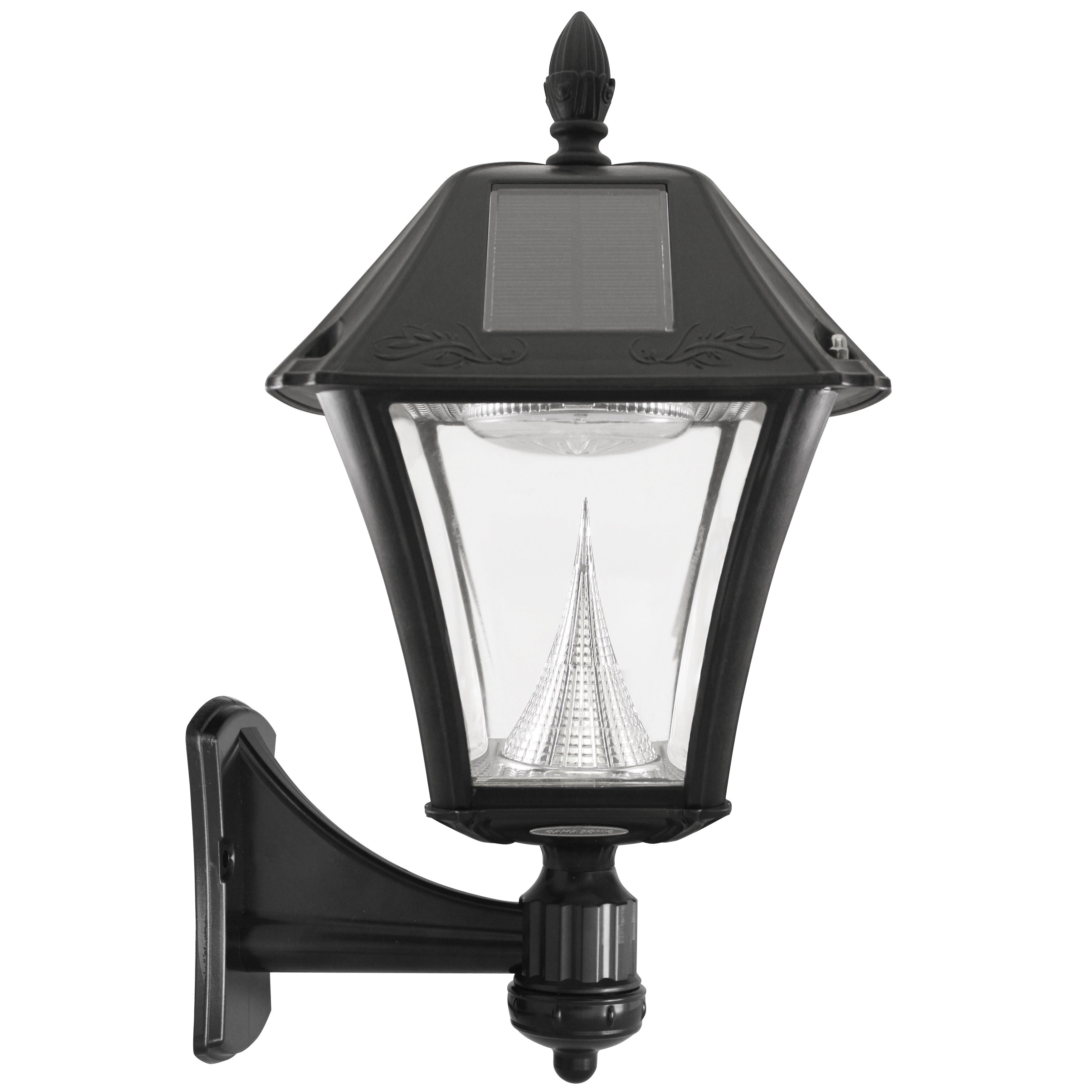 Gama Sonic Baytown II Solar Light in Bright White- Wall/Pier/ 3 Inch Fitter Mounts - Black Finish