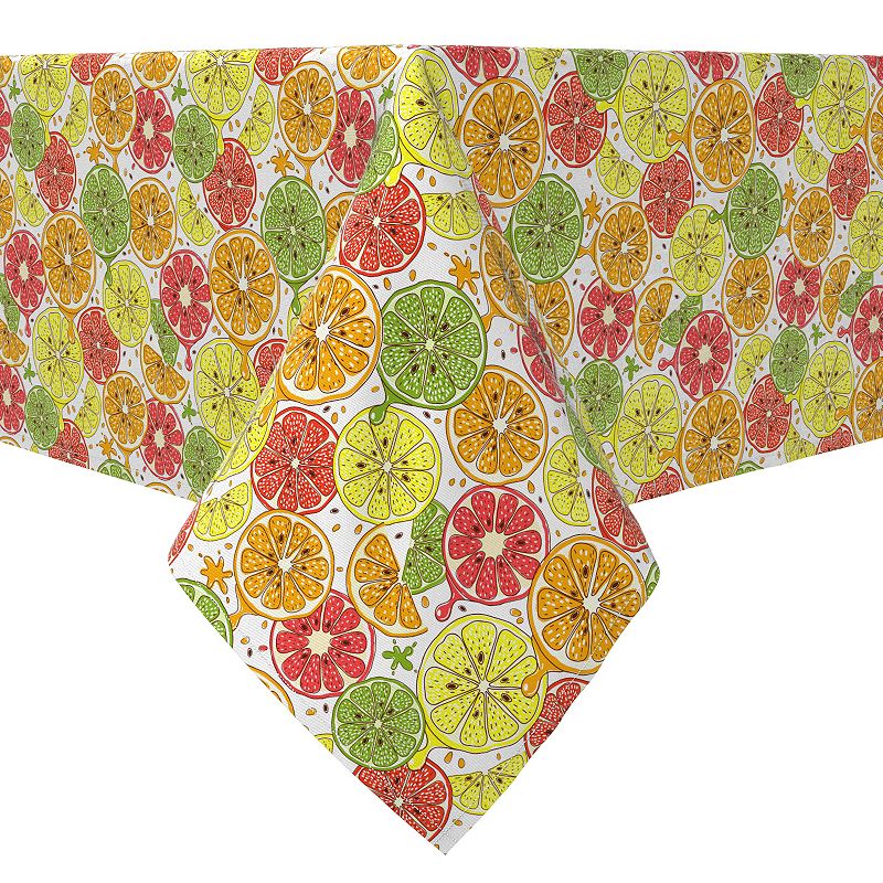 Square Tablecloth， 100% Cotton， 60x60， Juicy Citrus Slices