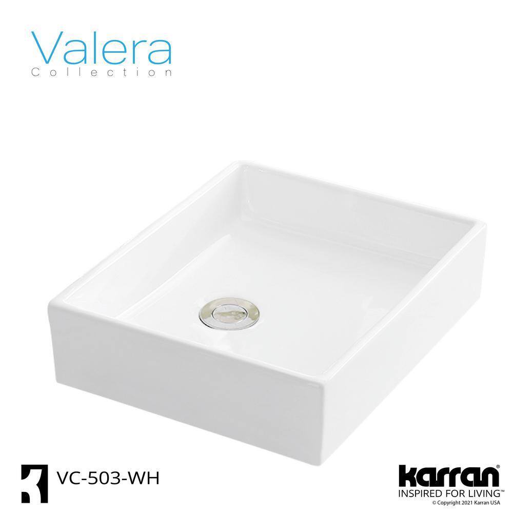 Karran VC-503-WH Valera 16 in. Vitreous China Vessel Bathroom Sink in White VC-503-WH