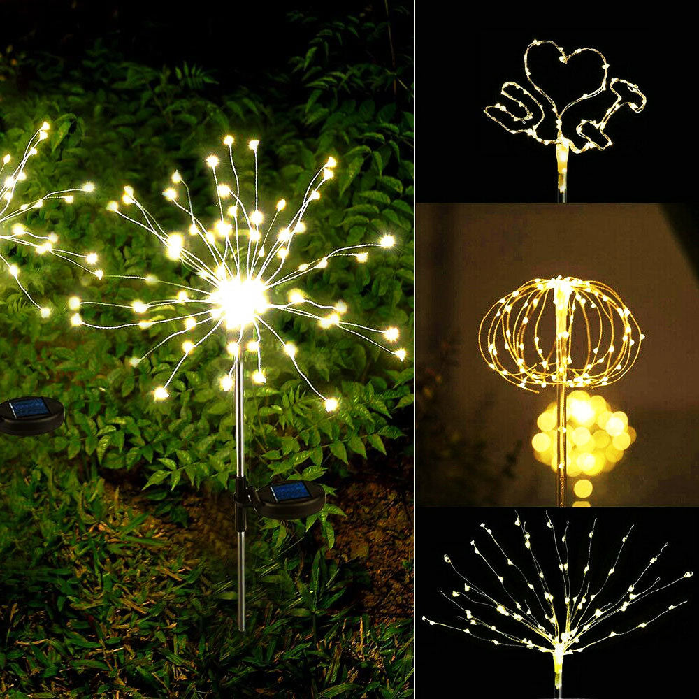 Willstar 90 LED Solar Powered Firework Starburst Stake Fairy Light Lawn Garden Outdoor Wedding