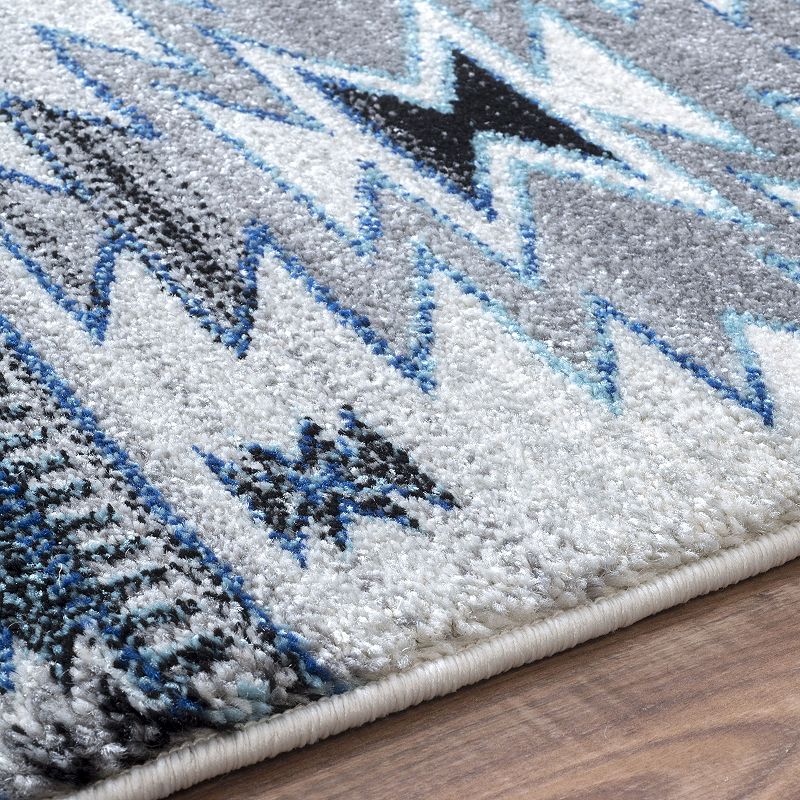 nuLOOM Blue Geometric Boho Rug - 5' x 7'5