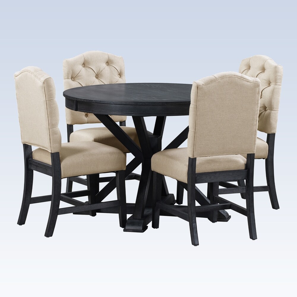 Modern 5 Piece Dining Table Set with Extendable Table Chairs