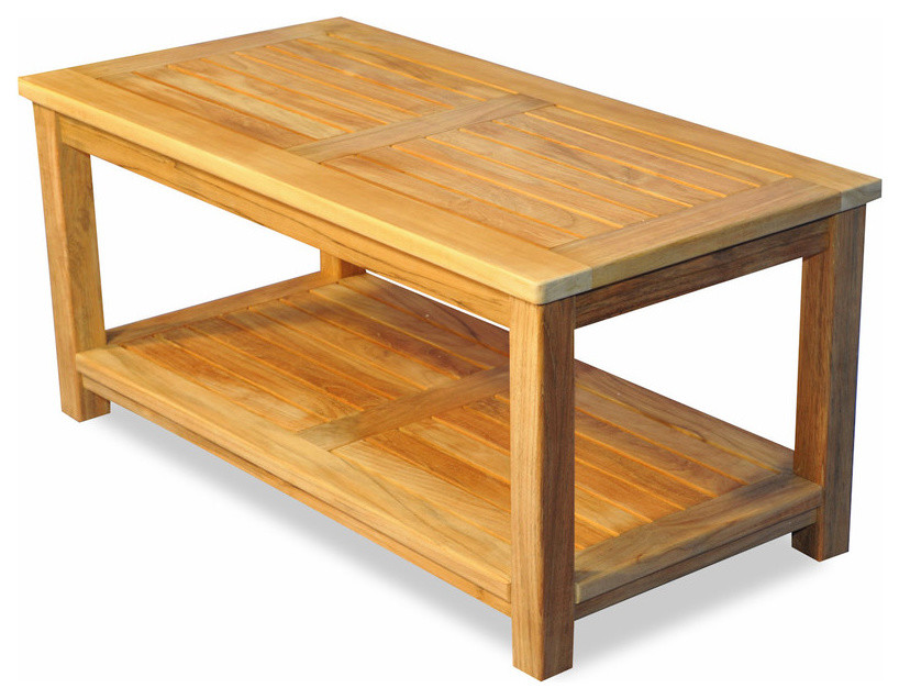 Teak Large Coffee Table With Shelf   Transitional   Outdoor Coffee Tables   by Goldenteak Teak Patio Furniture  Houzz