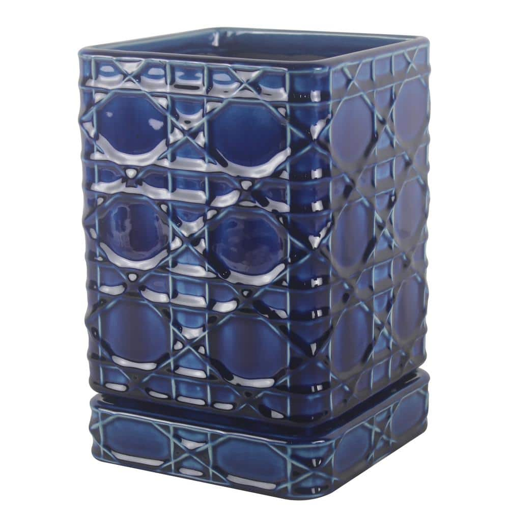 Trendspot 6 in. Cobalt Blue Carlysle Square Ceramic Planter CR00672S-060M