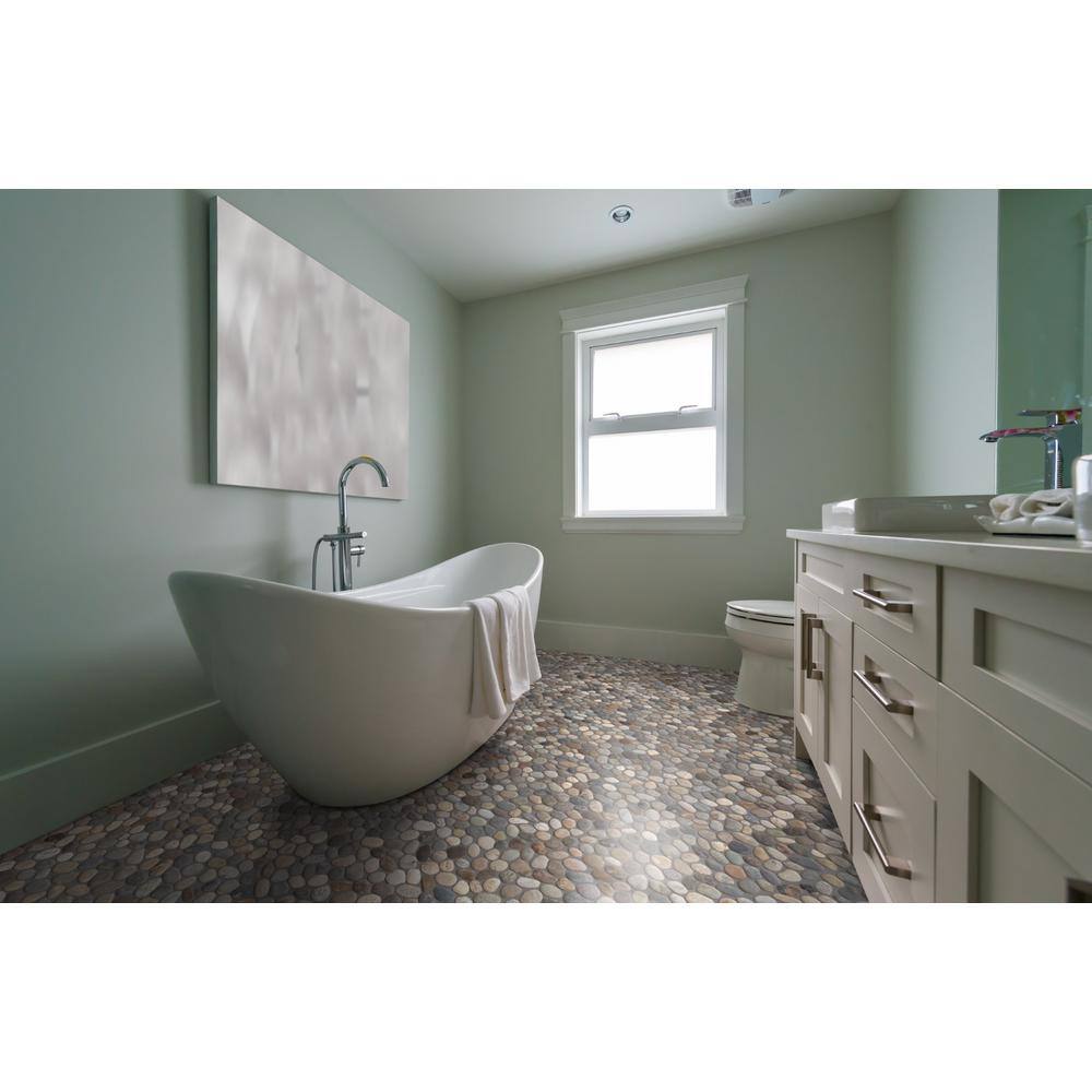 TILE CONNECTION Classic Pebble Tile River Grey 11-14 in. x 11-14 in. x 12.7 mm Mesh-Mounted Mosaic Tile (9.61 sq. ft.  case) xp3pgo