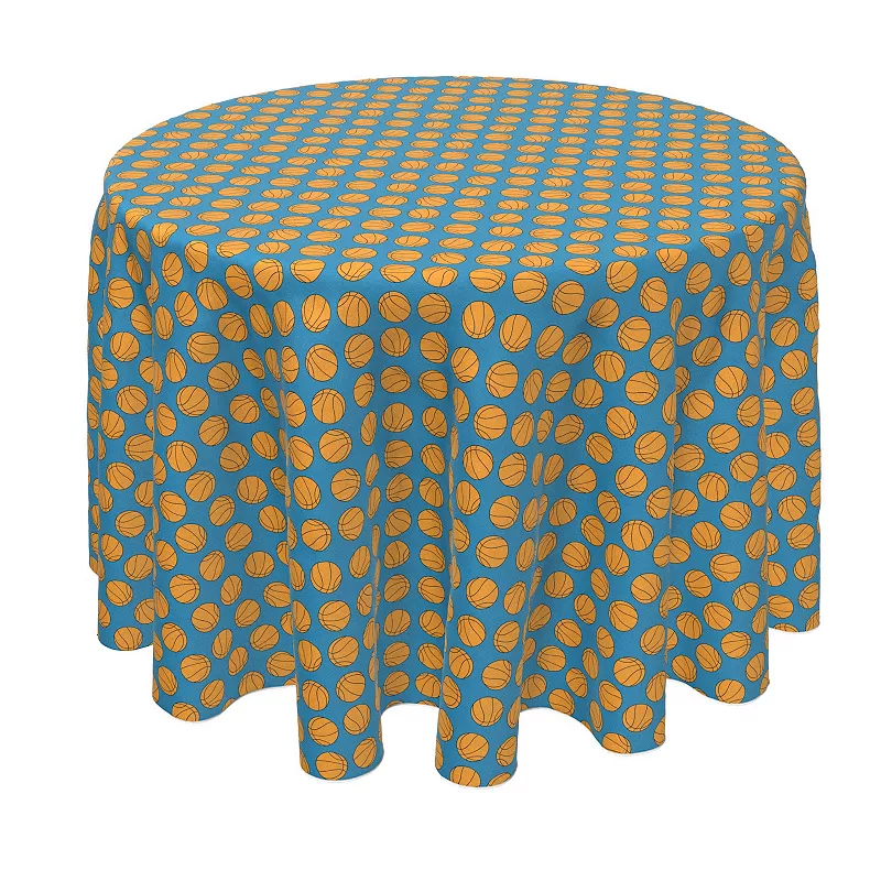 Round Tablecloth， 100% Polyester， 90 Round， Basketballs