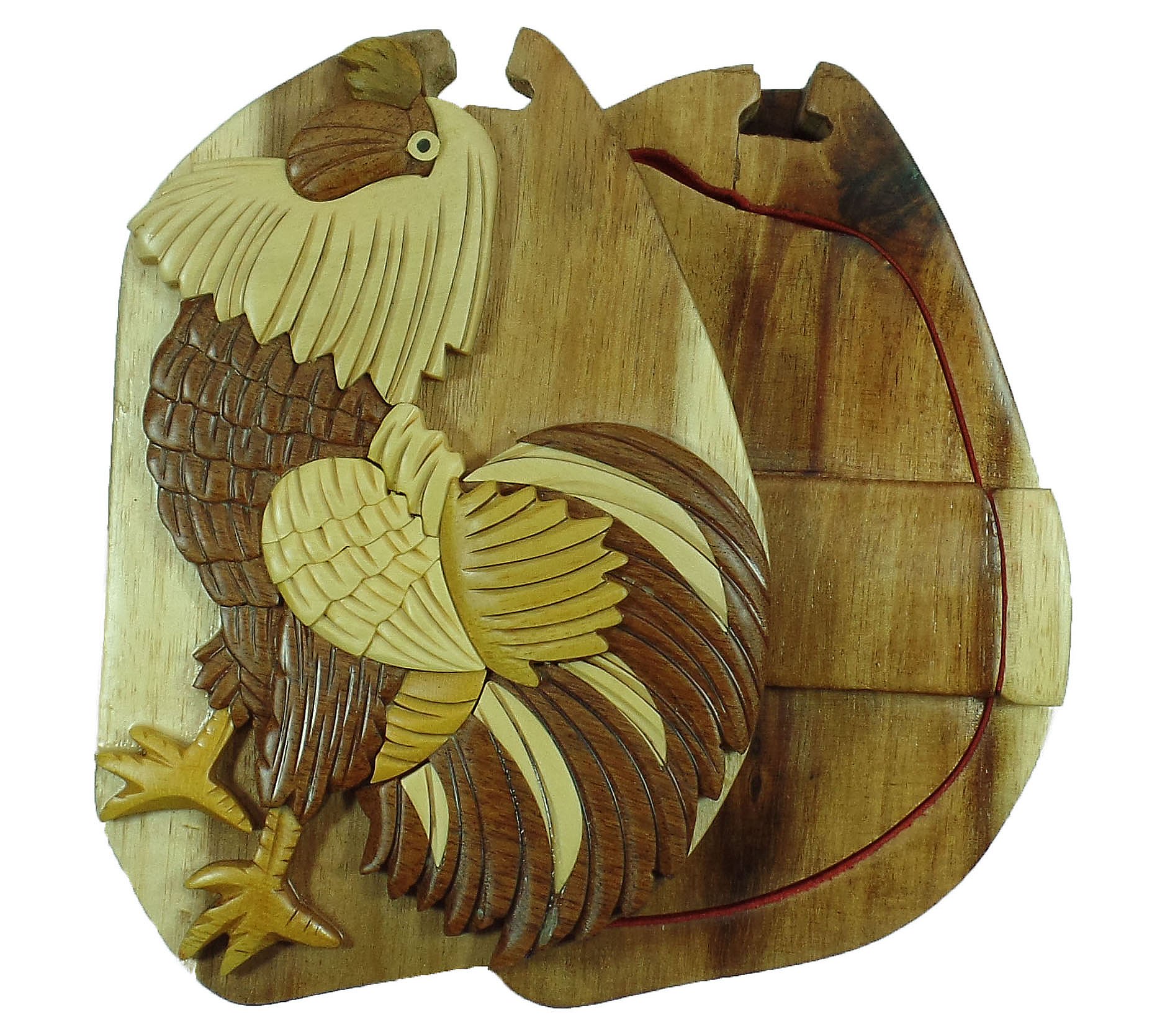 Carver Dan's Rooster Puzzle Box with Magnet Closures