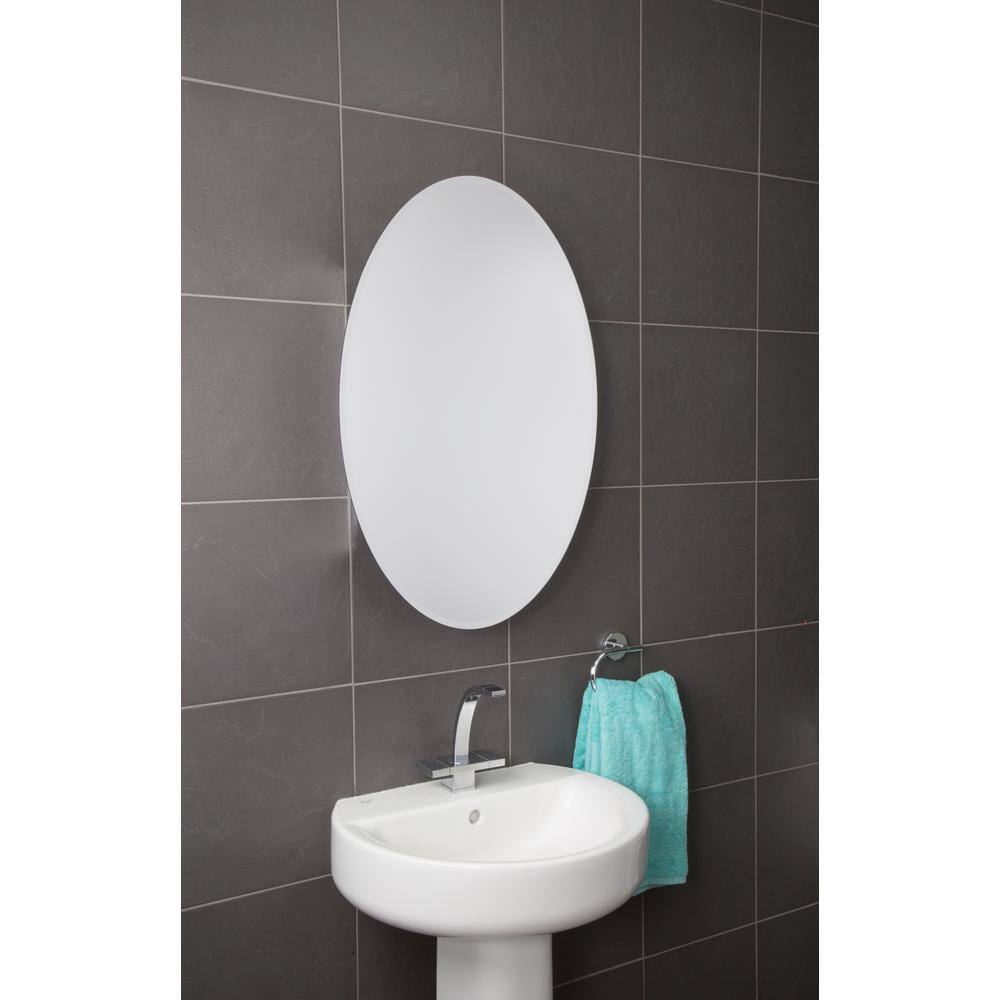 Croydex 21 in. W x 31 in. H Frameless Aluminum Surface-Mount Bathroom Medicine Cabinet with Easy Hang System WC101569YW