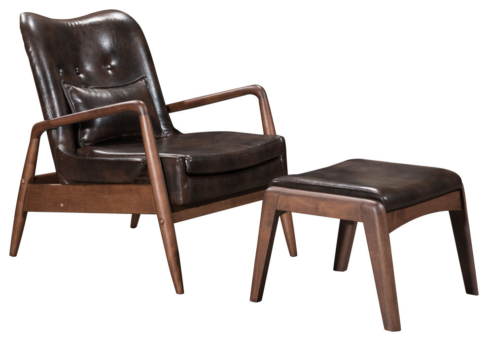 Bully Lounge Chair  ampOttoman Brown   Midcentury   Armchairs And Accent Chairs   by Sideboards and Things  Houzz