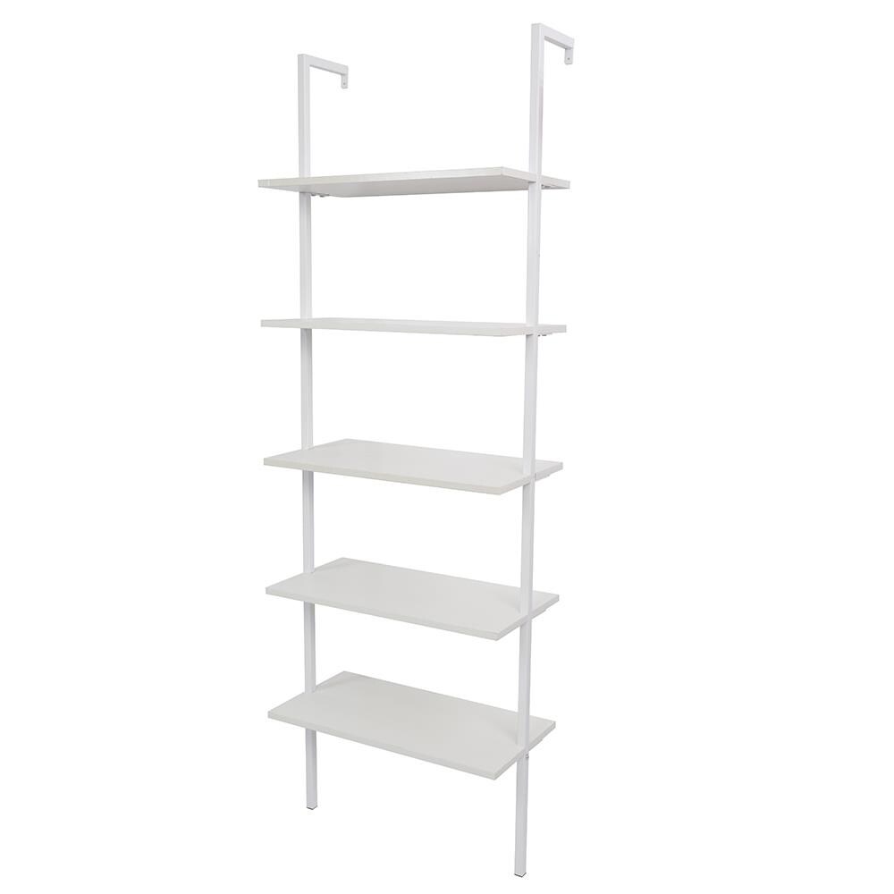 Industrial Wood Ladder Metal Frame Bookcase with 5 Shelf