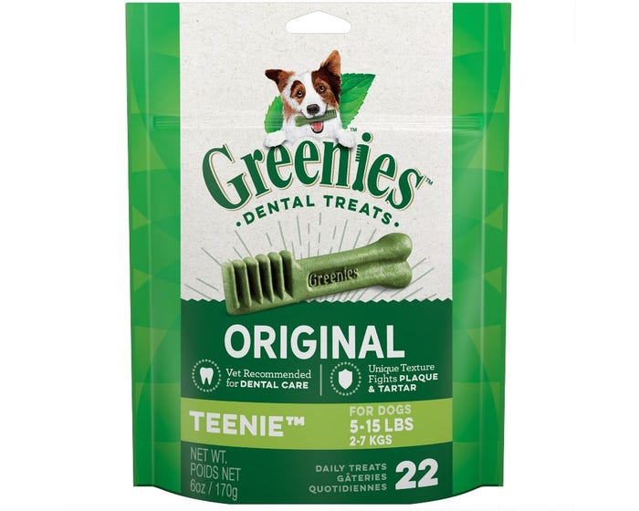 Greenies™ Original TEENIE™ Dog Dental Chews， 22 Count Pouch