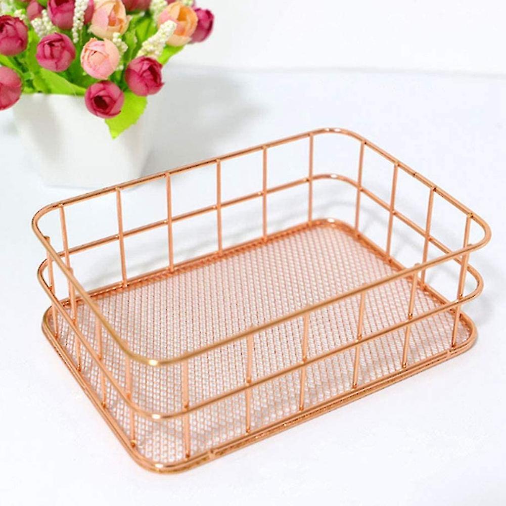 Desktop Metal Storage Basket Storage Box Iron Grid Storage Tray Net Basket Storage Bins Storage Bas