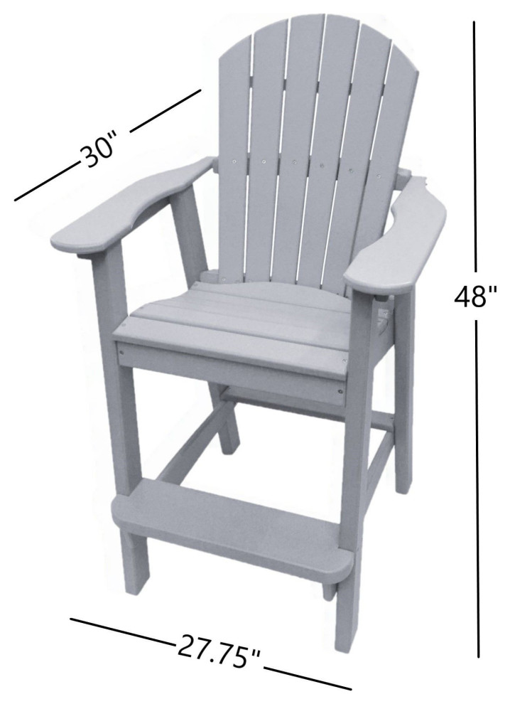 Phat Tommy Tall Adirondack Chairs Set of 2  Poly Outdoor Bar Stool Chairs   Transitional   Outdoor Bar Stools And Counter Stools   by Buyers Choice USA  Houzz