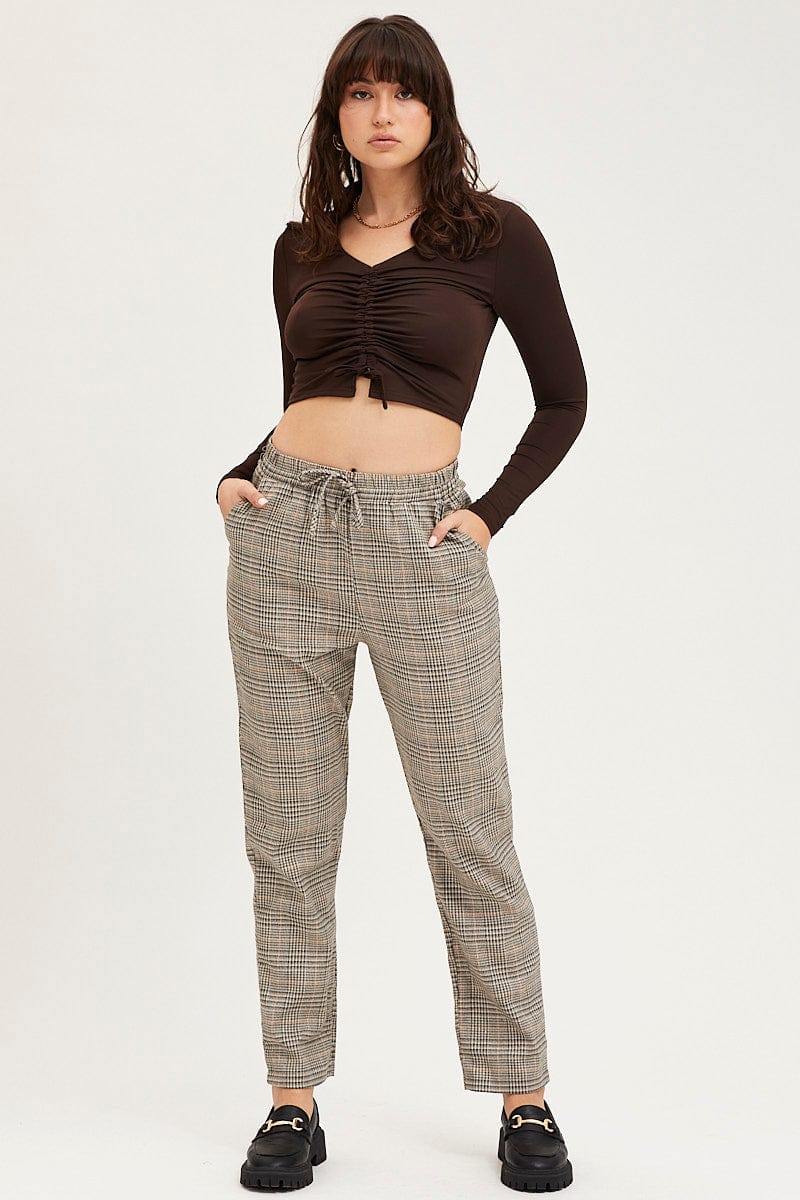 Check Slim Pants High Rise