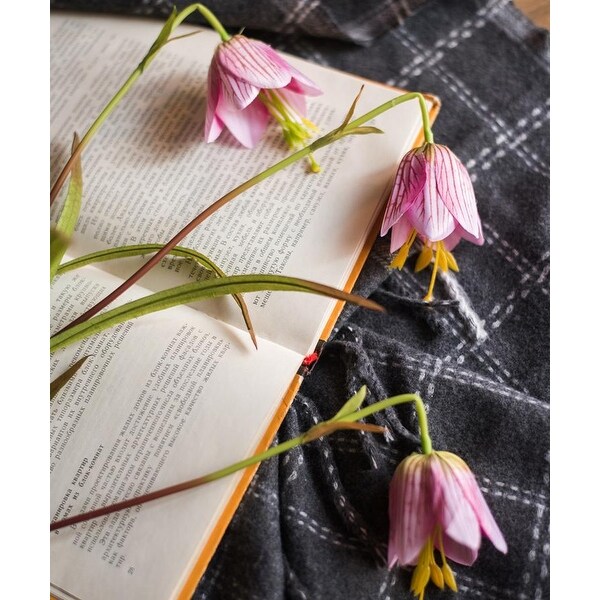 RusticReach Silk Fritillaries Lily Flower Stem in Pink or Purple 26 Tall