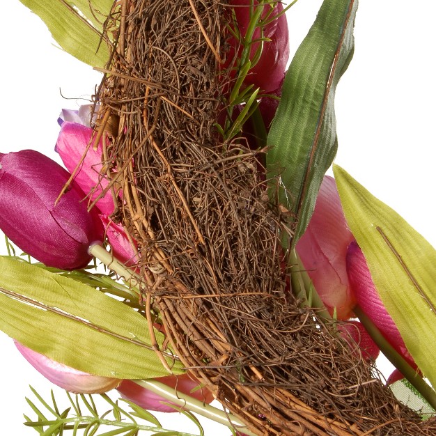 Artificial Tulip Twig Wreath Pink National Tree Company