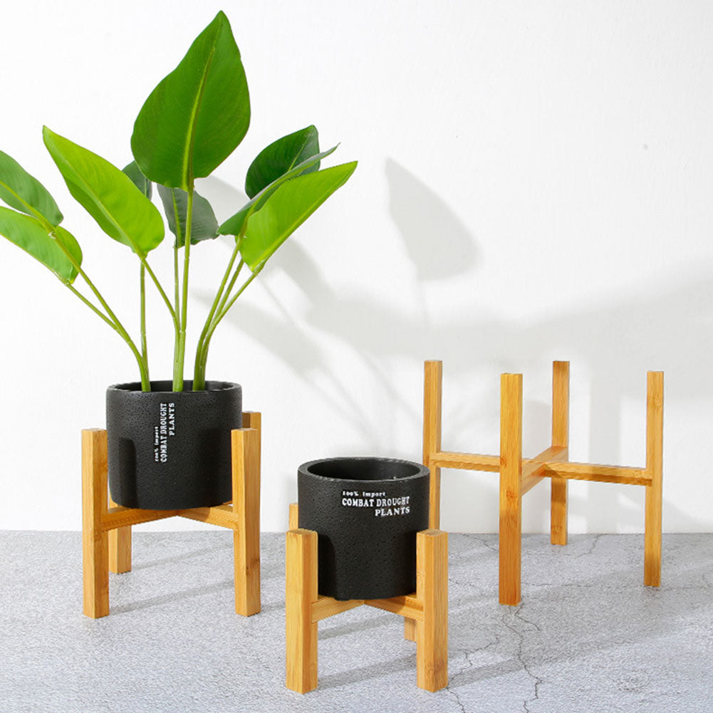 Hapeisy Durable Wooden Planter Pot Trays Flower Pot Holder Strong Free Standing Bonsai Holder Home Balcony Garden Indoor Display Plant Stand Shelf