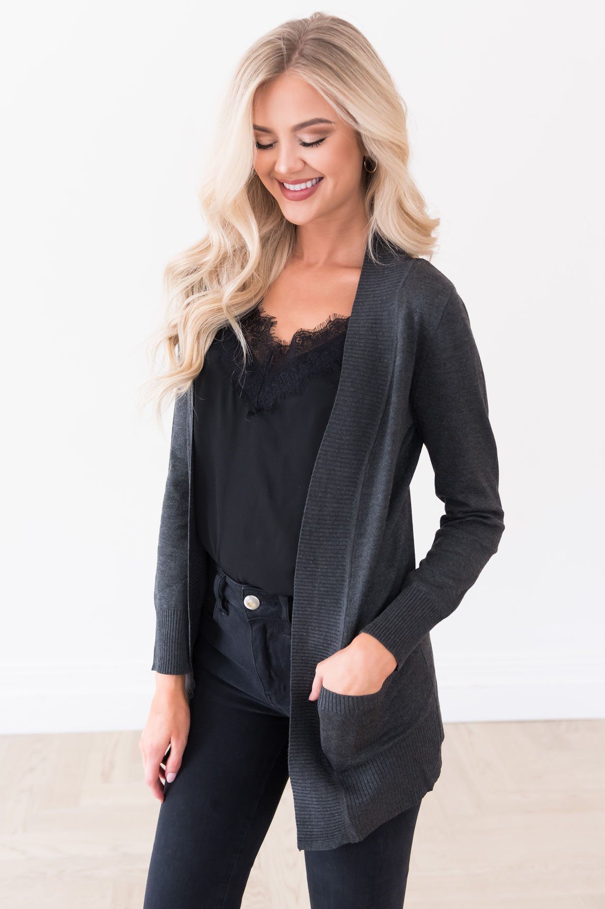 Long Distance Modest Pocket Cardigan