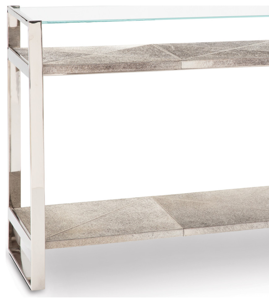 Andres Hair on Hide Console Large  Polished Nickel   Contemporary   Console Tables   by Regina Andrew  Houzz