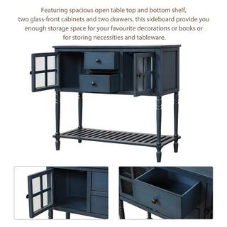 Tileon 42 in. W x 14 in. D x 34.2 in. H in Antique Blue MDF Ready to Assemble Kitchen Cabinet with Solid Wood Frame and Legs AYBSZHD595