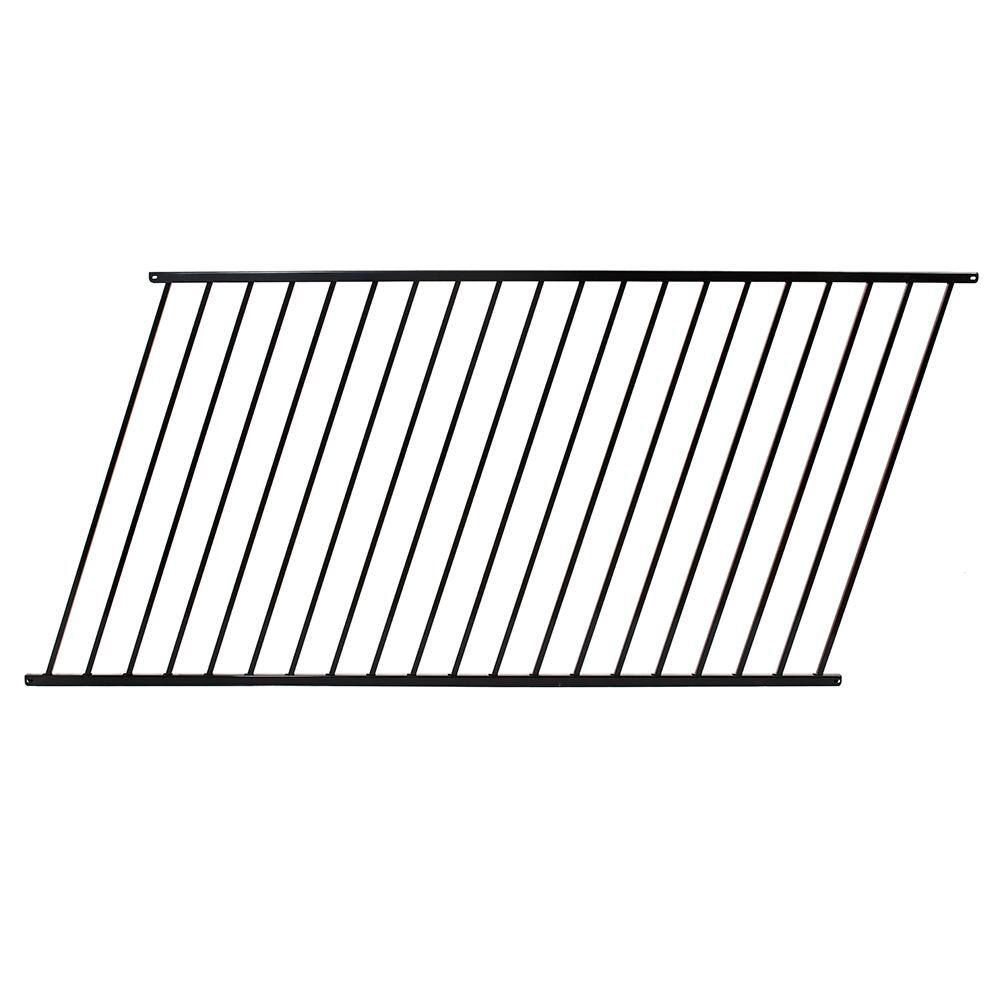 FORTRESS Versai 4 ft. H x 7.5 ft. W Gloss Black Steel Flat Top and Bottom Design Fence Panel 712489044