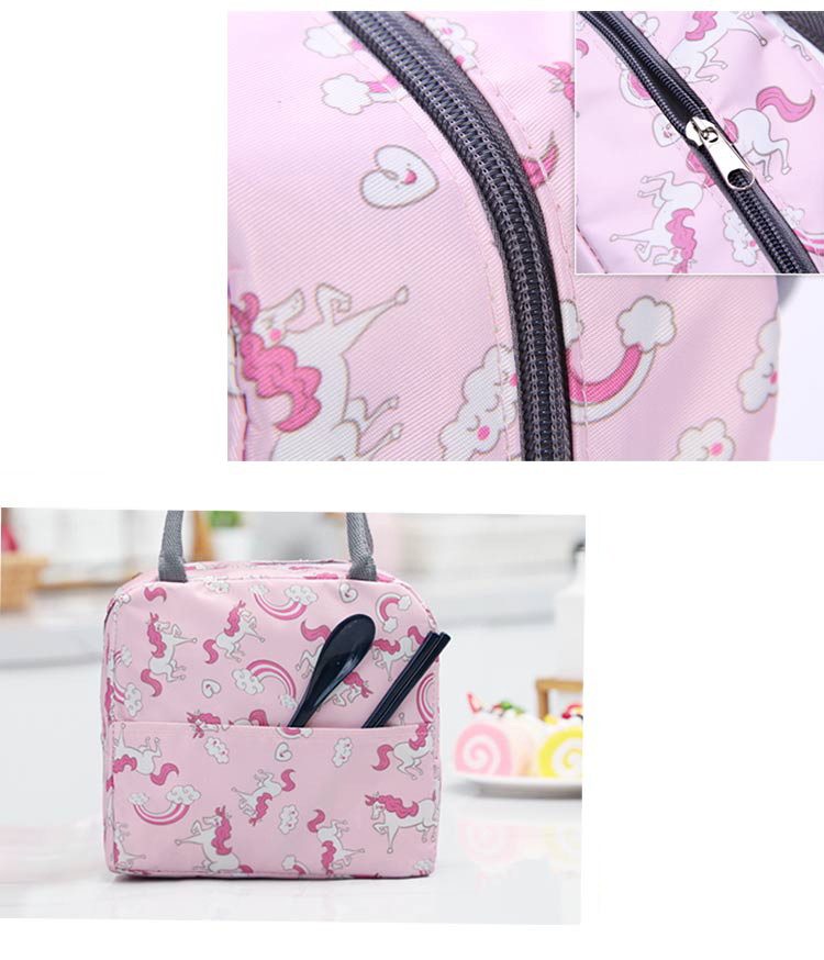 Hotian Insulated Lunch Bags for Kids Girls Boys and Women Cute Lunch Box Cartoon Unicorn Totes Bag for School Work Picnic Hiking Beach Pink