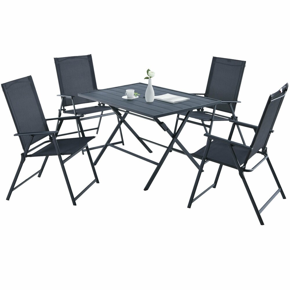 5 Piece Patio Dining Furniture Set with 4 Armchairs and 1 Dining Table   48\