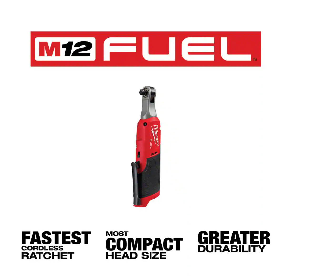 Milwaukee 2554-20-2567-20-2560-20 M12 FUEL 12V Li-Ion Cordless 3/8 in. Impact Wrench w/3/8 in. High Speed Ratchet and 3/8 in. Extended Reach Ratchet