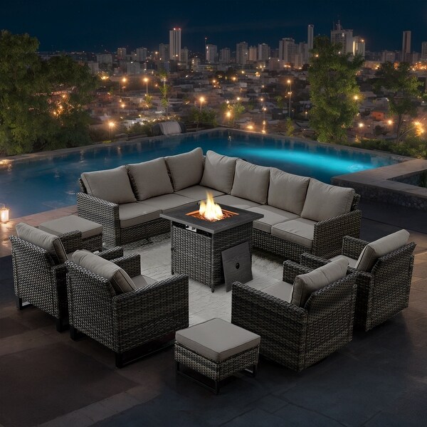 Outdoor Patio Sofa with Swivel Chairs Set