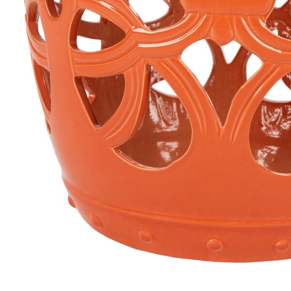 SAFAVIEH Imperial Orange Vine Glazed Ceramic Decorative Garden Stool