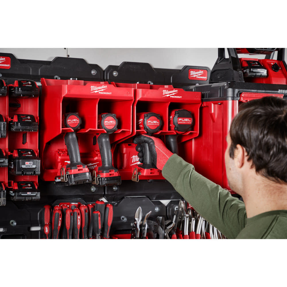 Milwaukee PACKOUT Large Wall Plate with Tool Stations and M18 Battery Racks Bundle 48-22-8487-8343X2M18 from Milwaukee