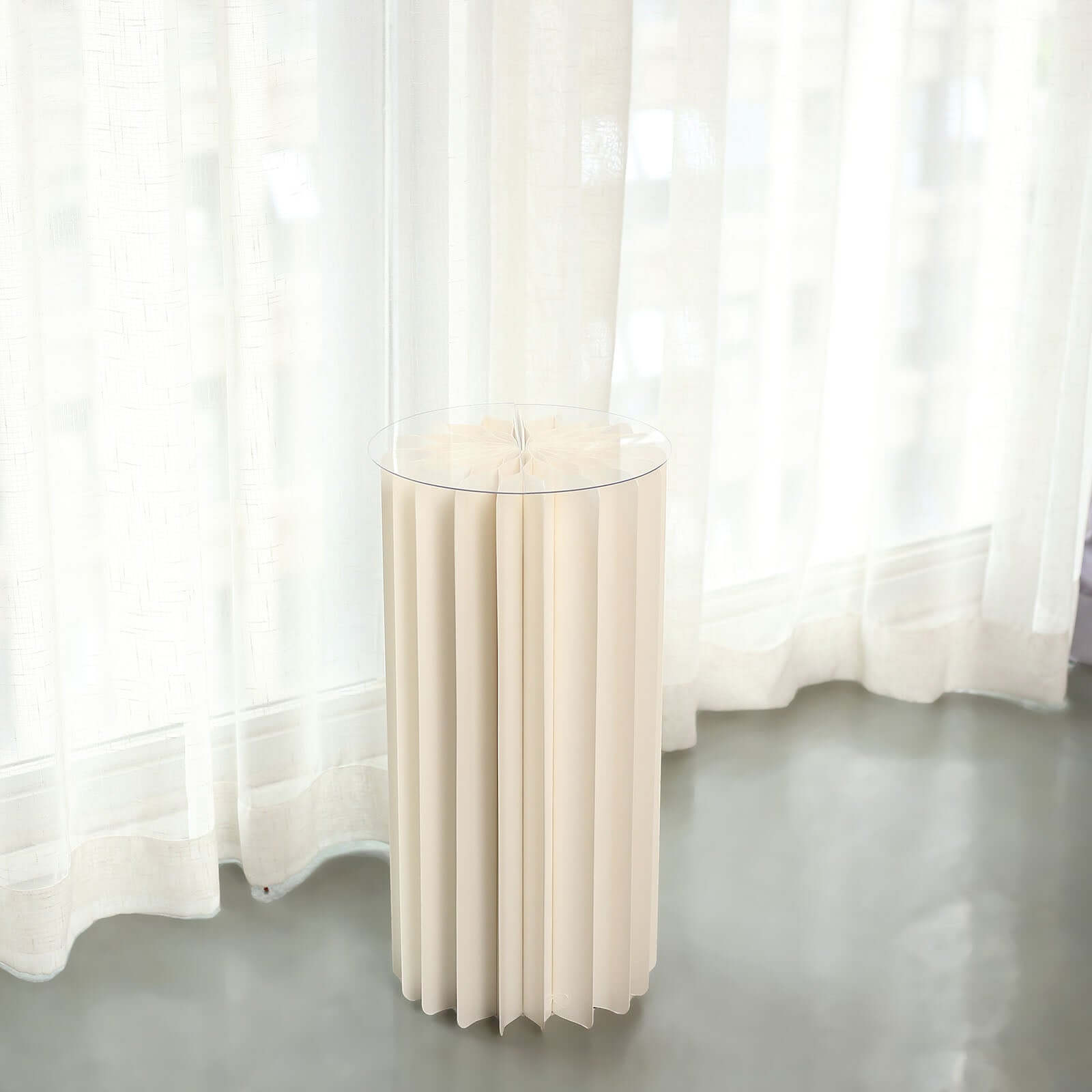 Ivory Cylinder Pillar Pedestal Stand, Display Column Stand With Top Plate 24